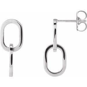 The Devon Earrings - 14K White Gold Interlocking Oval Earrings