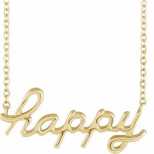 The Happy Necklace - 14K Yellow Gold Happy 18" Necklace