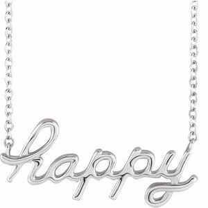 The Happy Necklace - 14K White Gold Happy 18" Necklace
