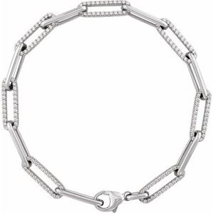 The Aurora Bracelet - 14K White Gold 1 CTW Natural Diamond Link 7" Bracelet