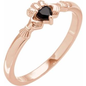 The Miranda Ring - 14K Rose Gold Natural Black Onyx Claddagh Ring