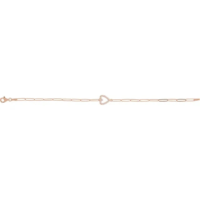 The Darla Bracelet – 14K Rose Gold 1/8 CTW Natural Diamond Heart 7" Bracelet
