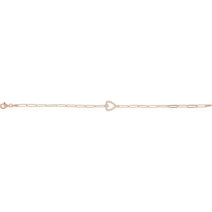 The Darla Bracelet – 14K Rose Gold 1/8 CTW Natural Diamond Heart 7" Bracelet