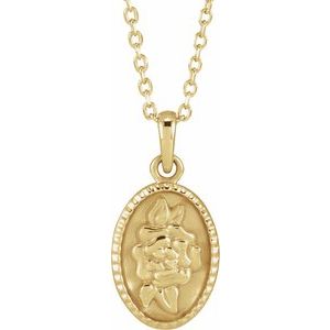 The Isobel Necklace – 14K Yellow Gold Floral Coin 16-18" Necklace