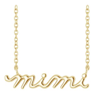 The Mimi Necklace – 14K Yellow Gold Mimi Lowercase Script 18" Necklace