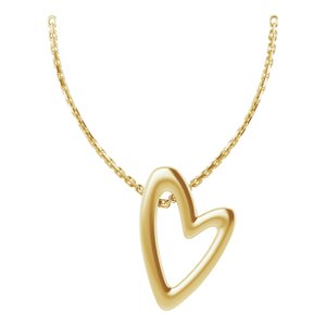 The Michelle Necklace – 14K Yellow Gold Heart 18" Necklace
