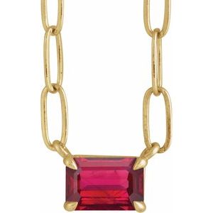 The Audrey Necklace – 14K Yellow Gold 6x4 mm Natural Ruby Solitaire 18" Necklace