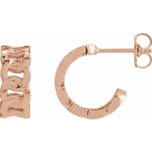The Callie Earrings - 14K Rose Gold Chain Link 12 mm Hoop Earrings