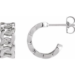 The Callie Earrings - 14K White Gold Chain Link 12 mm Hoop Earrings