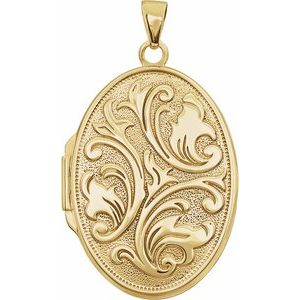 The Prudence Pendant - 14K Yellow Gold Embossed Oval Locket