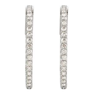 The Rosie Earrings – 14K White Gold 1 CTW Natural Diamond Inside-Outside 26.5 mm Hinged Hoop Earrings