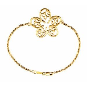 The Mica Bracelet – 14K Yellow Gold Flower & Butterfly 7 1/2" Bracelet