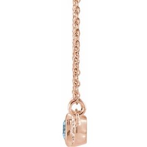 The Marcy Necklace - 14K Rose Gold Natural Aquamarine & .02 CTW Natural Diamond Bar 16" Necklace