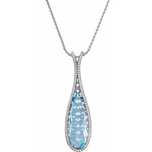 The Marcia Necklace - 14K White Gold Natural Sky Blue Topaz & .1/2 CTW Diamond 18" Necklace