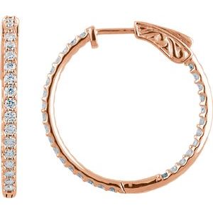 The Rosie Earrings – 14K Rose Gold 1 CTW Natural Diamond Inside-Outside 26.5 mm Hinged Hoop Earrings