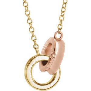 The Candace Necklace - 14K Yellow/Rose Gold Interlocking Circle 18" Necklace