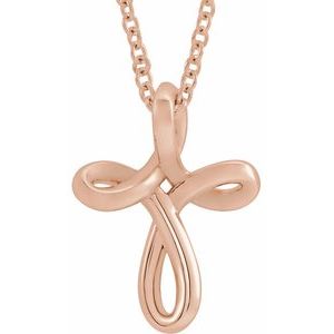 The Zoey Necklace - 14K Rose Gold 13.35x10.42 mm Cross 15" Necklace