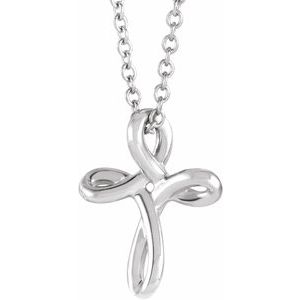 The Zoey Necklace - 14K White Gold 13.35x10.42 mm Cross 15" Necklace