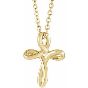 The Zoey Necklace - 14K Yellow Gold 13.35x10.42 mm Cross 15" Necklace