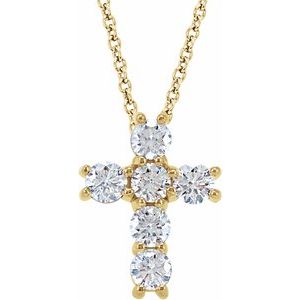 The Leigh-Ann Necklace - 14K Yellow Gold 3/4 CTW Natural Diamond Cross 18" Necklace