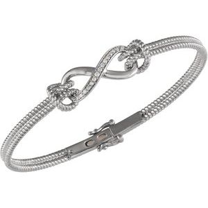 The Shirley Bracelet – 14K White Gold 1/8 CTW Natural Diamond Bangle 7 1/2" Bracelet