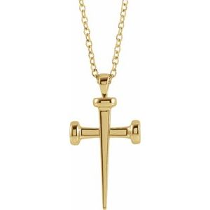 The Trinity Necklace - 14K Yellow Gold Nail Cross 18" Necklace