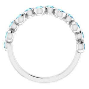 The Sandy Ring– 14K White Gold Natural Aquamarine Bezel-Set Ring