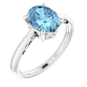 The Mae Ring – 14K White Gold Natural Aquamarine Ring