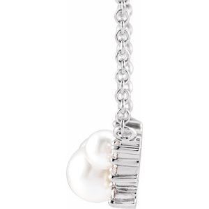 The Amanda Necklace -14K White Gold Cultured White Akoya Pearl & .08 CTW Natural Diamond 16" Necklace