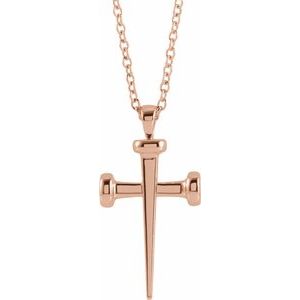 The Trinity Necklace - 14K Rose Gold Nail Cross 18" Necklace