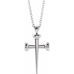 The Trinity Necklace - 14K White Gold Nail Cross 18" Necklace