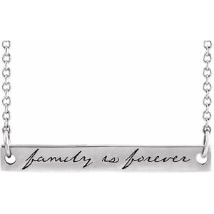 The Margaret Necklace - 14K White Gold Family is Forever Bar 18" Necklace