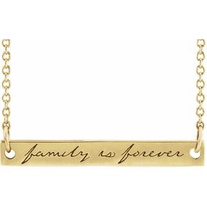 The Margaret Necklace - 14K Yellow Gold Family is Forever Bar 18" Necklace