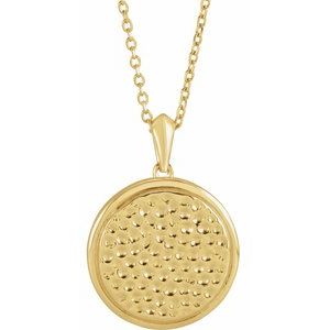 The Bonnie Necklace - 14K Yellow Gold 21.37x15 mm Beaded Disc 16-18" Necklace