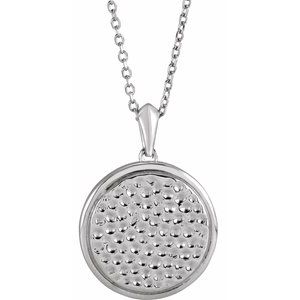 The Bonnie Necklace - 14K White Gold 21.37x15 mm Beaded Disc 16-18" Necklace