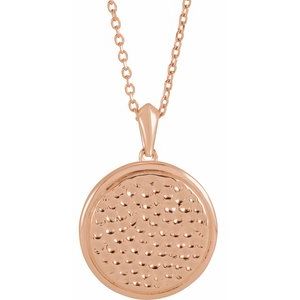 The Bonnie Necklace - 14K Rose Gold 21.37x15 mm Beaded Disc 16-18" Necklace