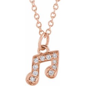 The Gracia Necklace - 14K Rose Gold .05 CTW Natural Diamond Petite Music Note 16-18" Necklace