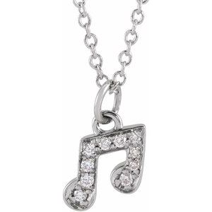 The Gracia Necklace - 14K White Gold .05 CTW Natural Diamond Petite Music Note 16-18" Necklace
