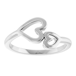 The Adriana Ring -14K White Gold Double Heart Ring