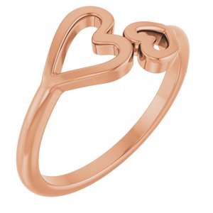 The Adriana Ring -14K Rose Gold Double Heart Ring