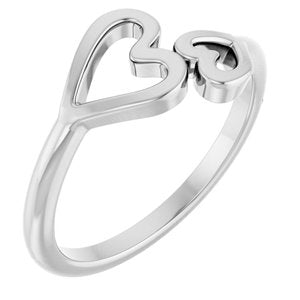 The Adriana Ring -14K White Gold Double Heart Ring