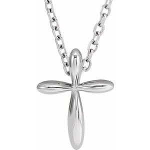 The Kaitlynn Necklace – 14K White Gold 10 x 7.72 mm Cross 16-18" Necklace