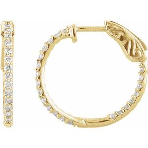 The Rosie Earrings – 14K Yellow Gold 1 CTW Natural Diamond Inside-Outside 26.5 mm Hinged Hoop Earrings
