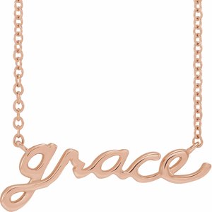 The Grace Necklace - 14K Rose Gold Lowercase Script Grace 18" Necklace