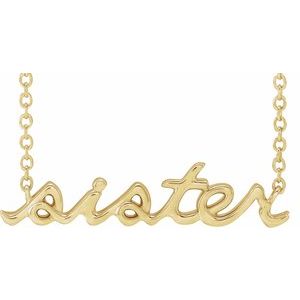 The Sister Necklace - 14K Yellow Gold Sister 18" Necklace