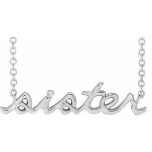 The Sister Necklace - 14K White Gold Sister 18" Necklace