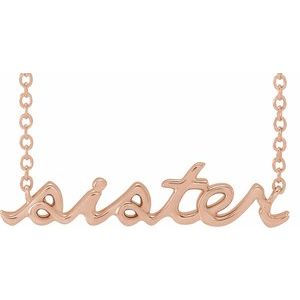 The Sister Necklace - 14K Rose Gold Sister 18" Necklace
