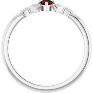 The Miranda Ring - 14K White Gold Natural Mozambique Garnet Claddagh Ring