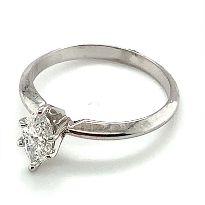 Diamond Tiffany-Style Solitaire Engagement Estate Ring in 14-Karat White Gold