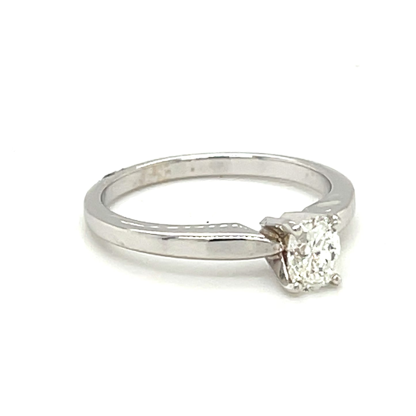 Diamond Tiffany-Style Engagement Estate Ring in 14-Karat White Gold